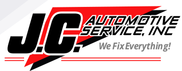 J.C. Automotive Service, Inc. logo with tagline We Fix Everything! in red and black.