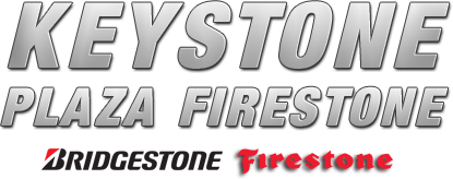 Keystone Plaza Firestone logo with Bridgestone and Firestone branding.